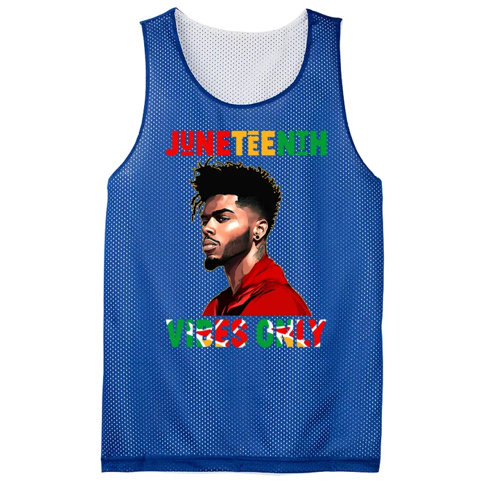 Juneteenth Vibes Only Black King Black Freedom Afro Gift Mesh Reversible Basketball Jersey Tank