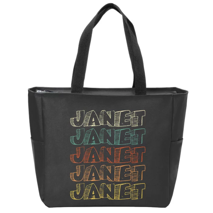 Janet Vintage Retro Zip Tote Bag