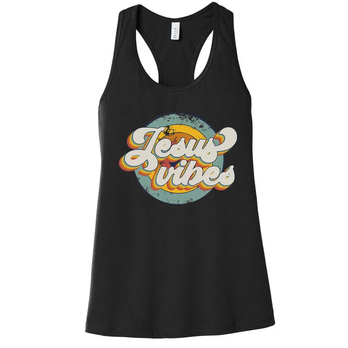 Jesus Vibes Retro Vintage Christian Easter Day Religious Women's Racerback Tank