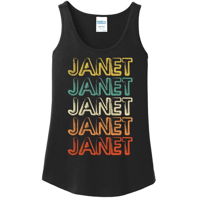 Janet Vintage Retro Name Ladies Essential Tank