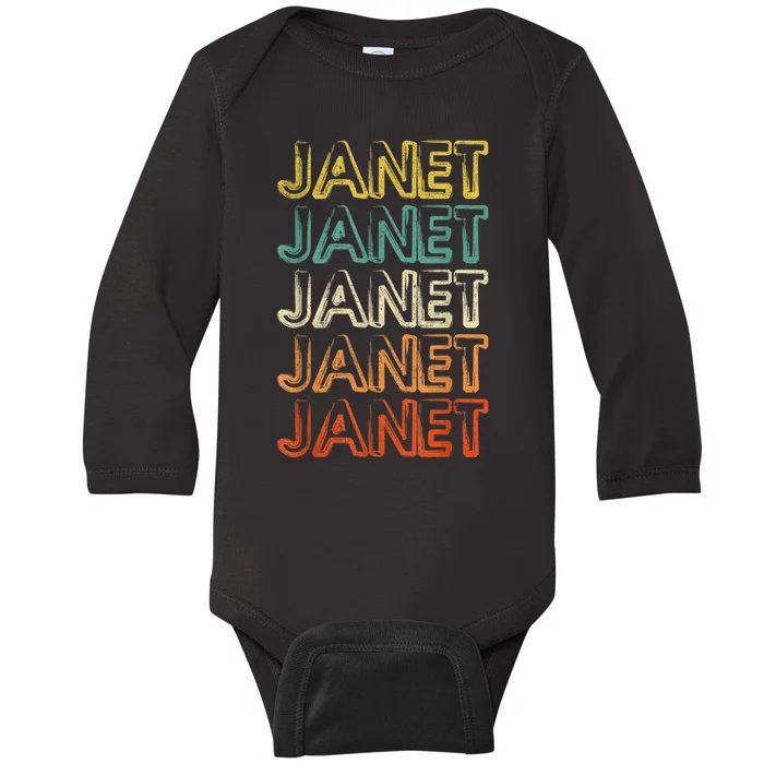 Janet Vintage Retro Baby Long Sleeve Bodysuit