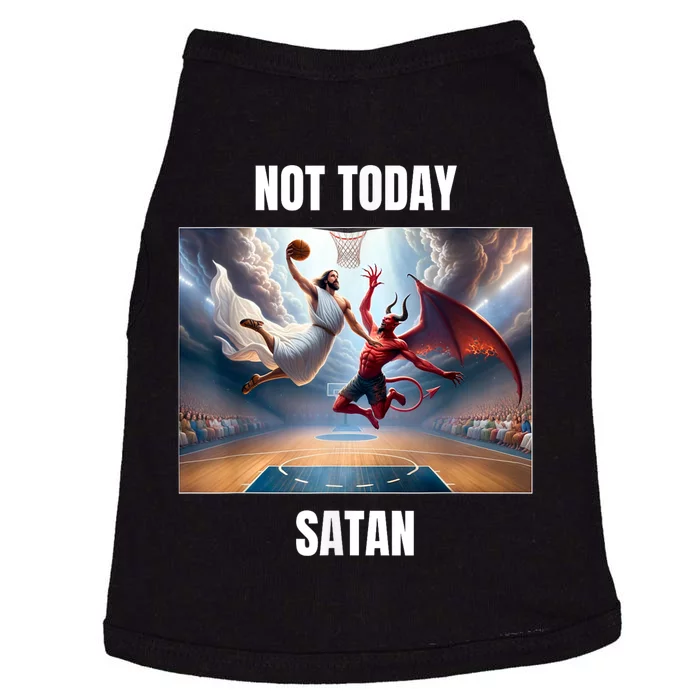 Jesus Vs Satan Playing Basketball Not Today Satan Doggie Tank