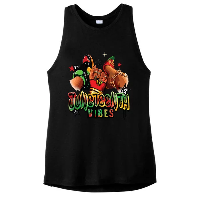 Juneteenth Vibes Sneaker And Heel Afro Woman Ladies Tri-Blend Wicking Tank