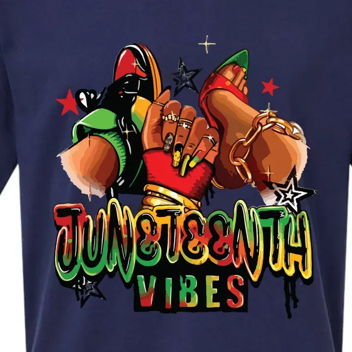 Juneteenth Vibes Sneaker And Heel Afro Woman Sueded Cloud Jersey T-Shirt