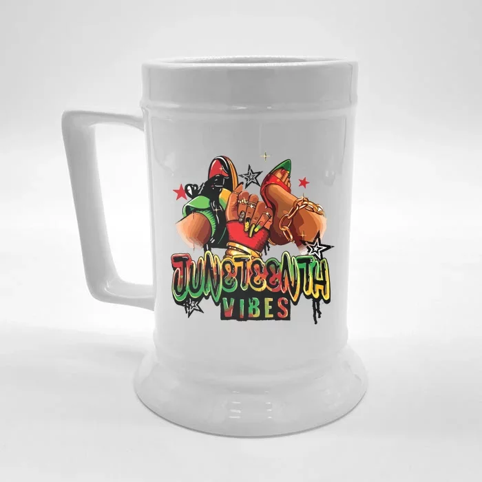 Juneteenth Vibes Sneaker And Heel Afro Woman Front & Back Beer Stein