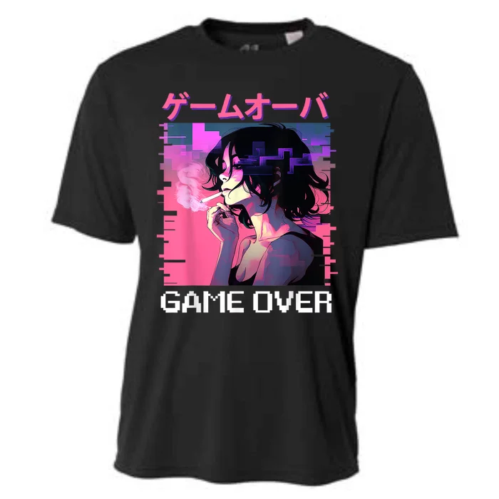 Japanese Vaporwave Sad Anime Game Over Indie Aesthetic Cooling Performance Crew T-Shirt