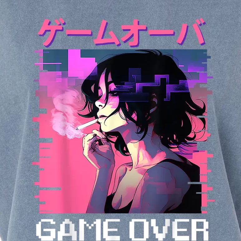 Japanese Vaporwave Sad Anime Game Over Indie Aesthetic Garment-Dyed Women's Muscle Tee