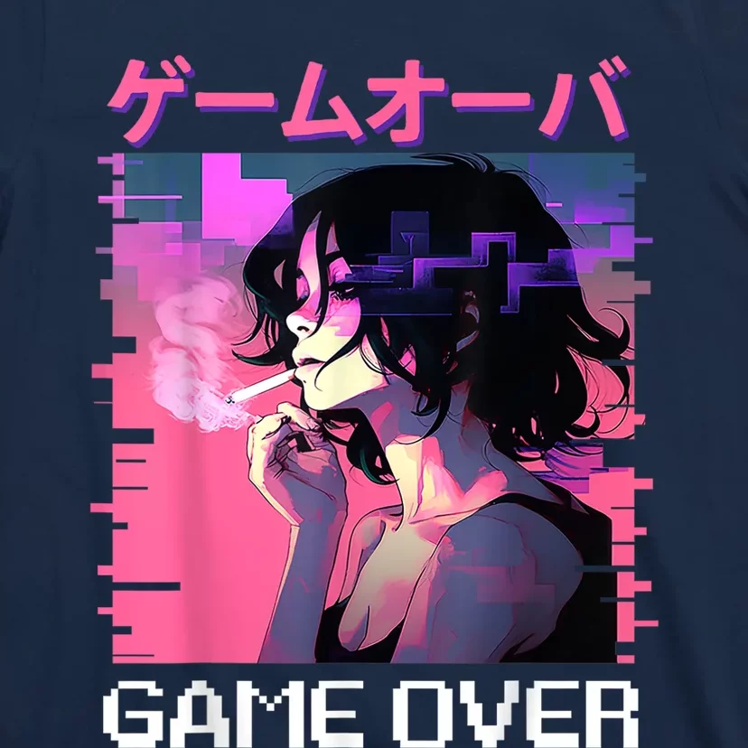 Japanese Vaporwave Sad Anime Game Over Indie Aesthetic T-Shirt