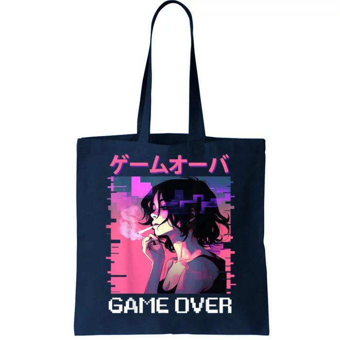 Japanese Vaporwave Sad Anime Game Over Indie Aesthetic Tote Bag