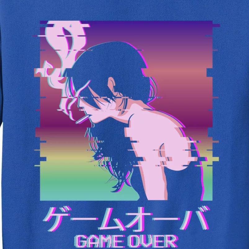 Japanese Vaporwave Sad Anime Game Over Indie Aesthetic Gift Tall Sweatshirt