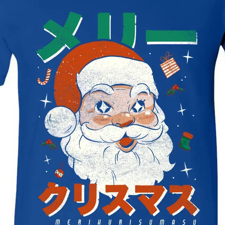 Japan Vintage Santa Merikurisumasu Xmas Japanese Christmas Gift V-Neck T-Shirt