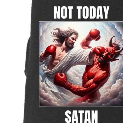 Jesus Vs Satan In A Boxing Match Not Today Satan Doggie 3-End Fleece Hoodie