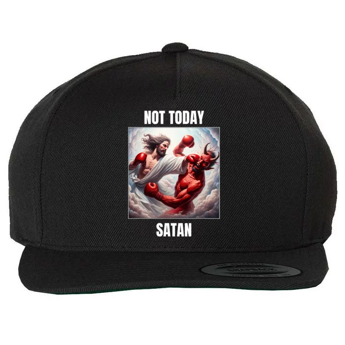 Jesus Vs Satan In A Boxing Match Not Today Satan Wool Snapback Cap