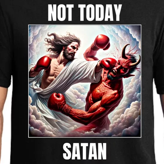 Jesus Vs Satan In A Boxing Match Not Today Satan Great Gift Pajama Set