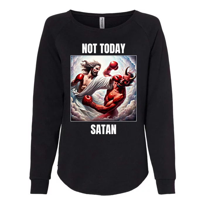 Jesus Vs Satan In A Boxing Match Not Today Satan Great Gift Womens California Wash Sweatshirt