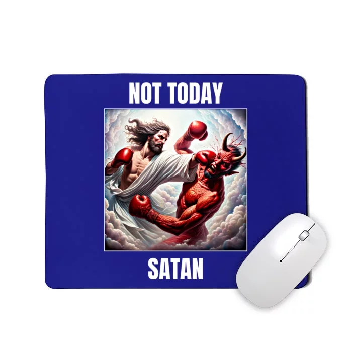 Jesus Vs Satan In A Boxing Match Not Today Satan Great Gift Mousepad