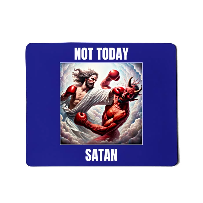 Jesus Vs Satan In A Boxing Match Not Today Satan Great Gift Mousepad