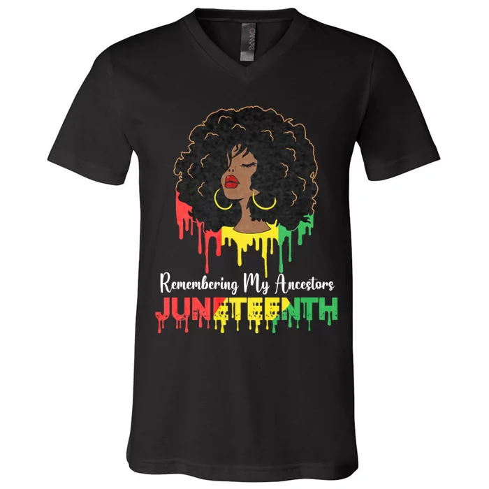 Juneteenth Women African American Black Women 1865 V-Neck T-Shirt