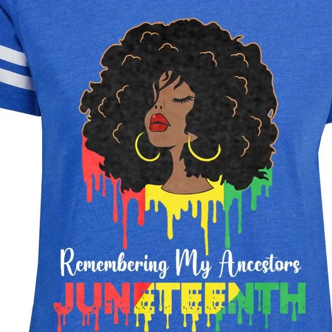 Juneteenth Women African American Black Women 1865 Enza Ladies Jersey Football T-Shirt