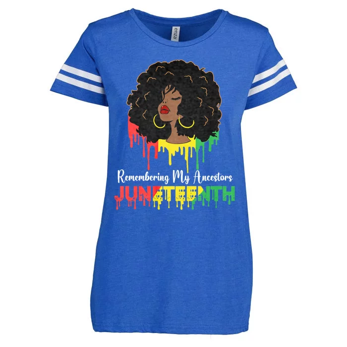 Juneteenth Women African American Black Women 1865 Enza Ladies Jersey Football T-Shirt