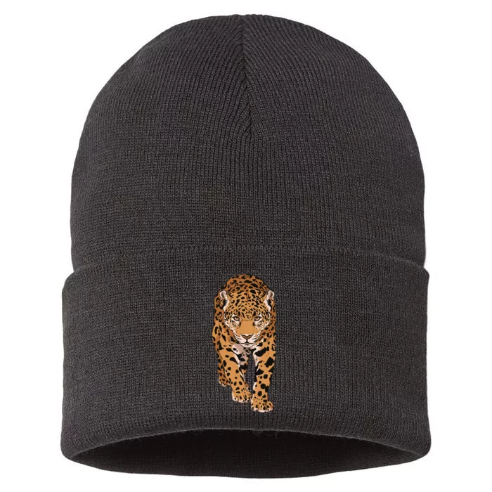 Jaguar Wild Animal Art Sustainable Knit Beanie