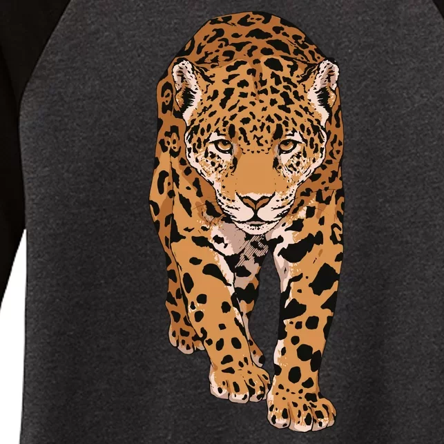 Jaguar Wild Animal Art Women's Tri-Blend 3/4-Sleeve Raglan Shirt