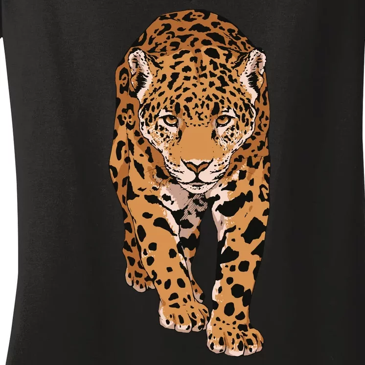 Jaguar Wild Animal Art Women's V-Neck T-Shirt