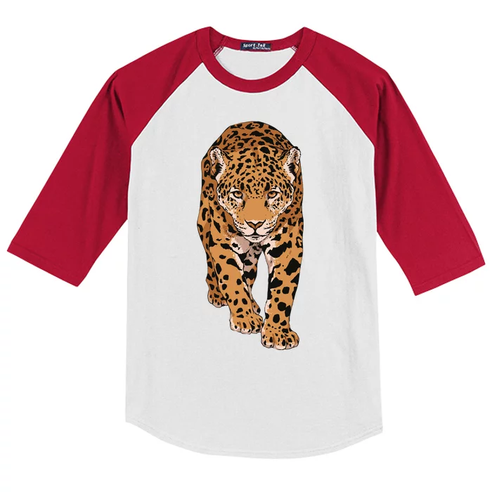 Jaguar Wild Animal Art Kids Colorblock Raglan Jersey