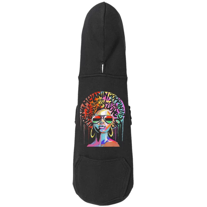 Juneteenth Woman African Black Queen Afro Melanin Dripping Doggie 3-End Fleece Hoodie