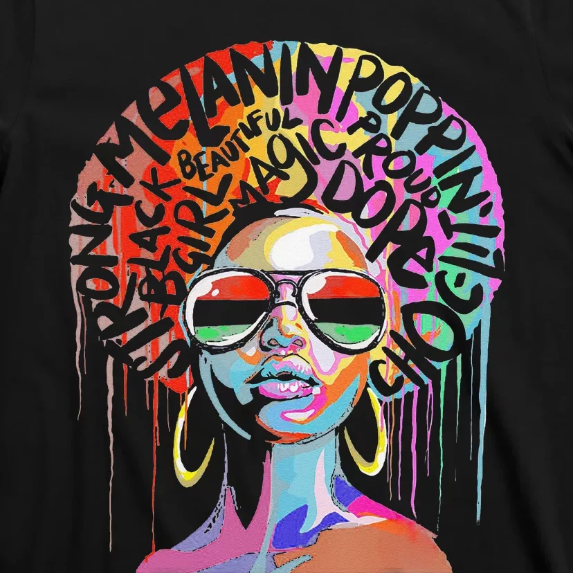 Juneteenth Woman African Black Queen Afro Melanin Dripping T-Shirt