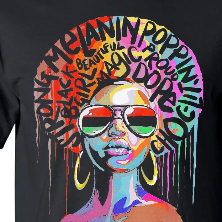 Juneteenth Woman African Black Queen Afro Melanin Dripping Tall T-Shirt