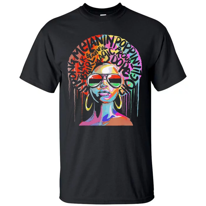 Juneteenth Woman African Black Queen Afro Melanin Dripping Tall T-Shirt