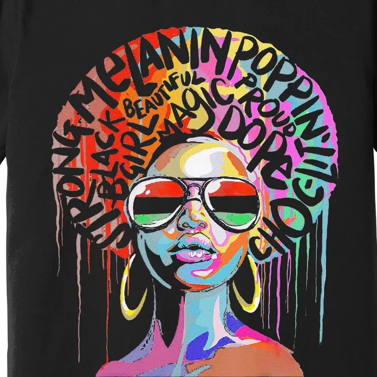 Juneteenth Woman African Black Queen Afro Melanin Dripping Premium T-Shirt