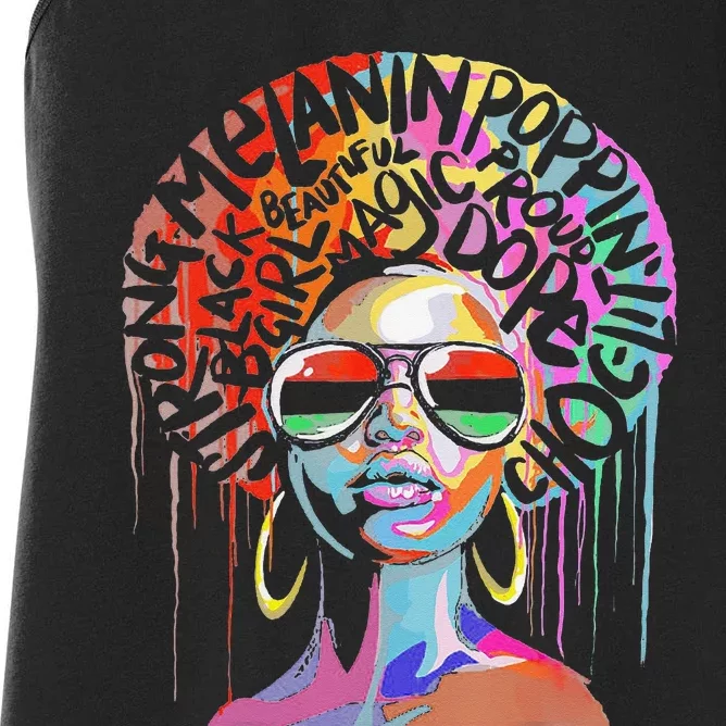 Juneteenth Woman African Black Queen Afro Melanin Dripping Women's Racerback Tank