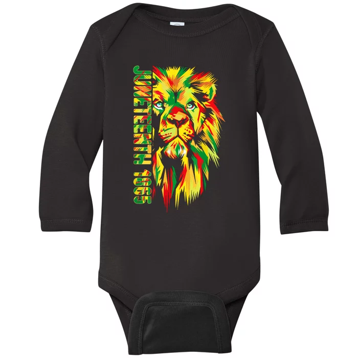 Juneteenth Women African American Black Lion 1865 King Baby Long Sleeve Bodysuit