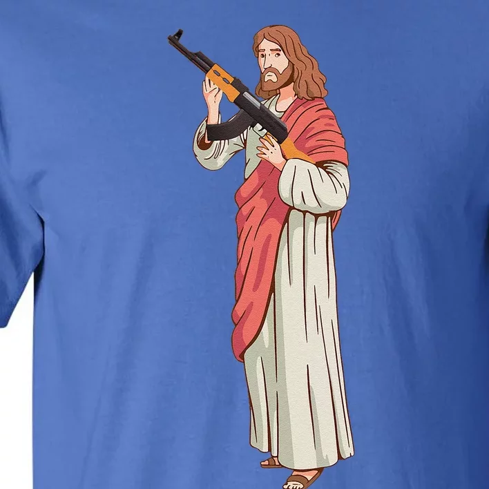 Jesus With Ak47 Assault Rifle. Tall T-Shirt