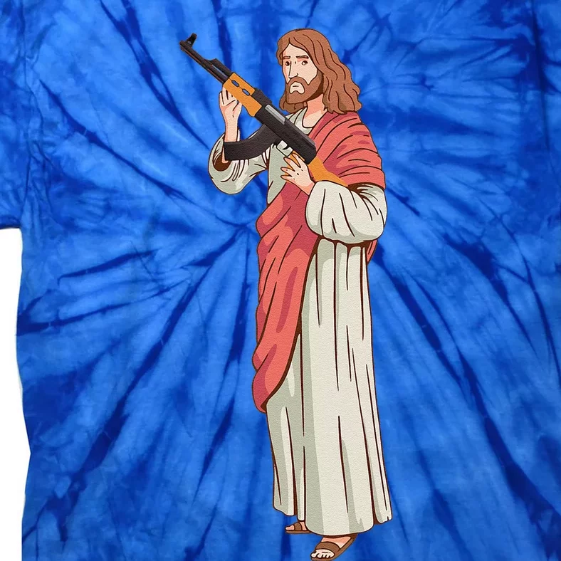 Jesus With Ak47 Assault Rifle. Tie-Dye T-Shirt