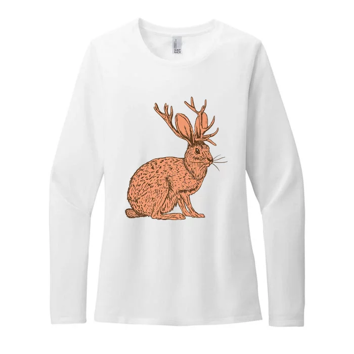 Jackrabbit With Antelope Horns Wild Animal Vintage Womens CVC Long Sleeve Shirt