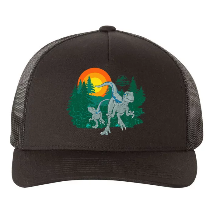 J.Urassic World Blue Raptor Sunset Yupoong Adult 5-Panel Trucker Hat