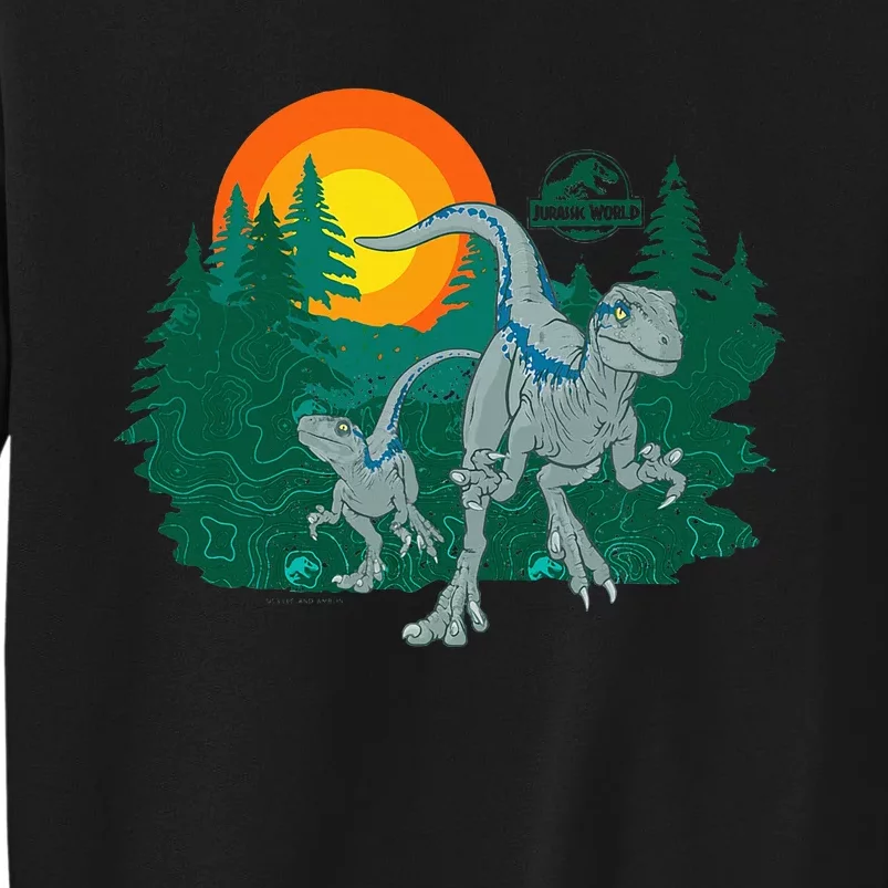 J.Urassic World Blue Raptor Sunset Tall Sweatshirt