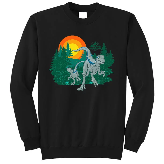 J.Urassic World Blue Raptor Sunset Tall Sweatshirt