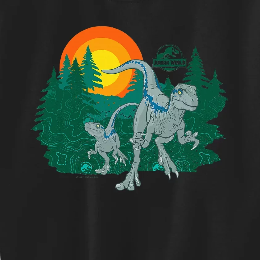 J.Urassic World Blue Raptor Sunset Kids Sweatshirt