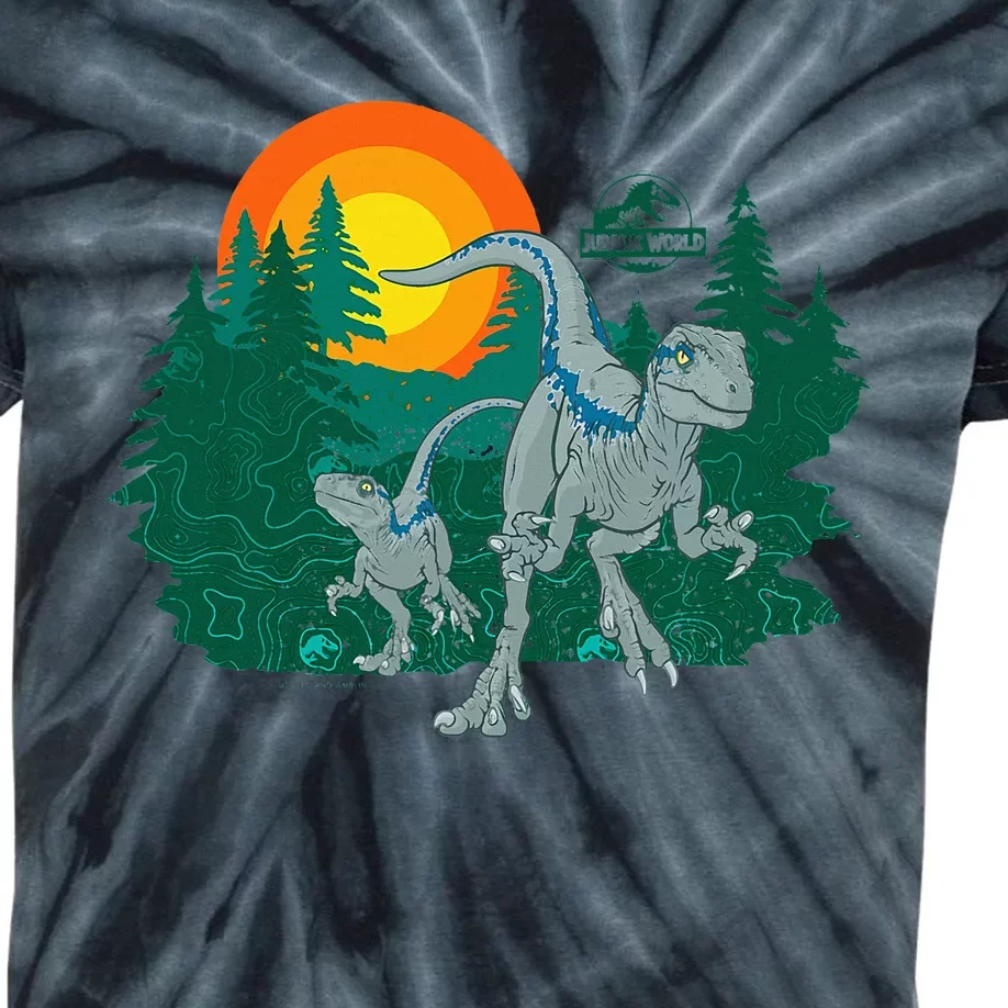 J.Urassic World Blue Raptor Sunset Kids Tie-Dye T-Shirt