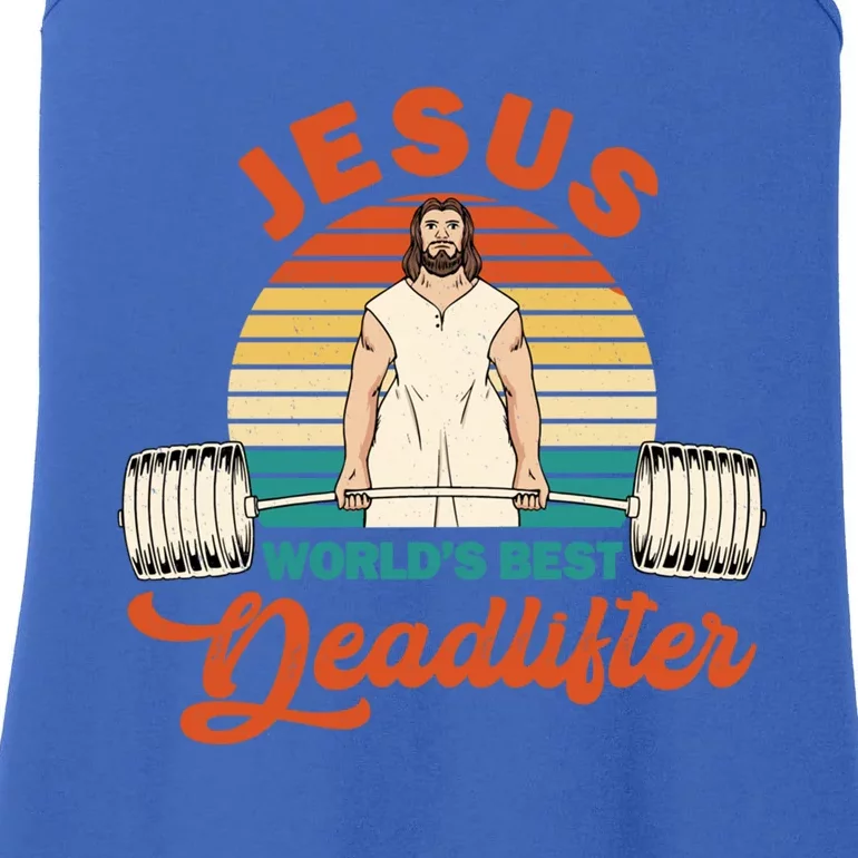 Jesus World´S Best Deadlifter Design Cute Gift Ladies Essential Tank