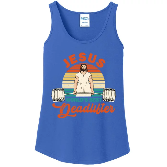 Jesus World´S Best Deadlifter Design Cute Gift Ladies Essential Tank