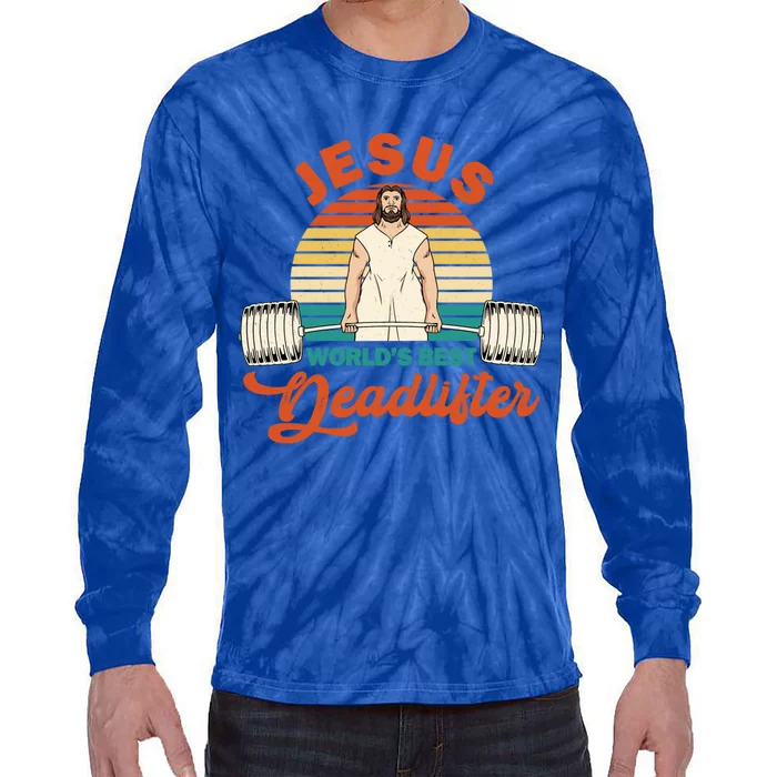 Jesus World´S Best Deadlifter Design Cute Gift Tie-Dye Long Sleeve Shirt