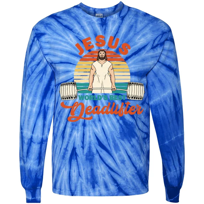 Jesus World´S Best Deadlifter Design Cute Gift Tie-Dye Long Sleeve Shirt