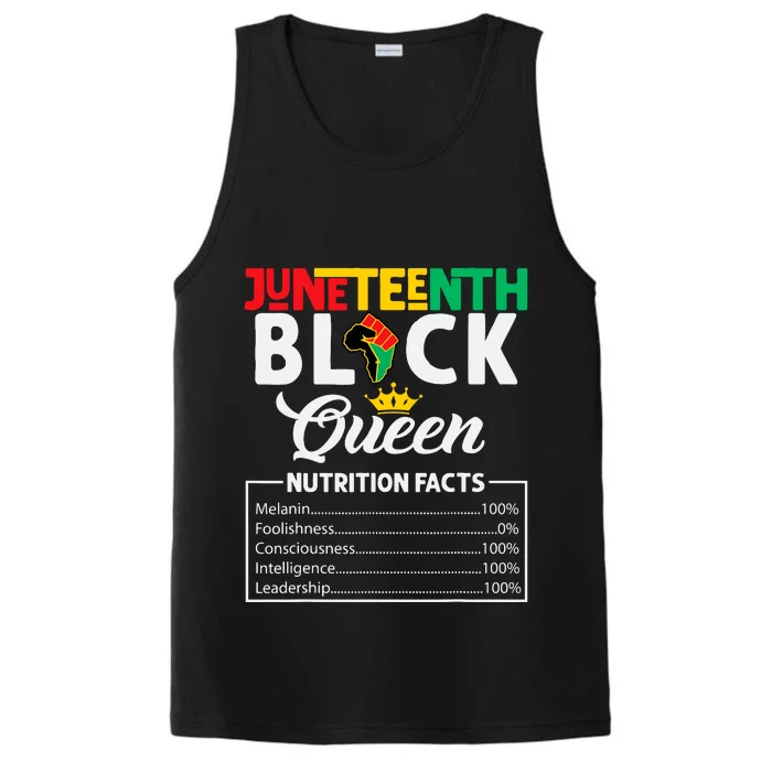 Juneteenth Women Black Queen Nutritional Facts Freedom Day Performance Tank