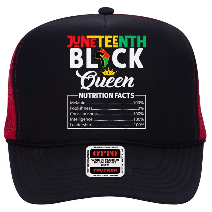 Juneteenth Women Black Queen Nutritional Facts Freedom Day High Crown Mesh Trucker Hat