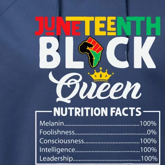 Juneteenth Women Black Queen Nutritional Facts Freedom Day Performance Fleece Hoodie